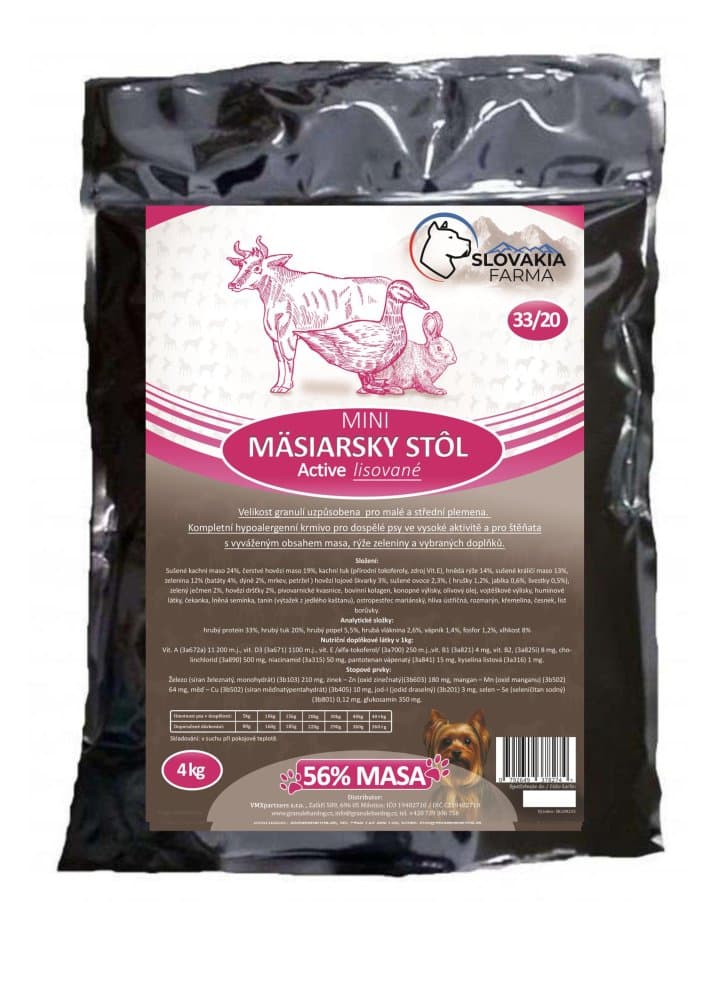 Lisované hypoalergenní Granule Slovakia Farma - Mäsiarsky stôl MINI 33/20 - 1 kg - náhled 3