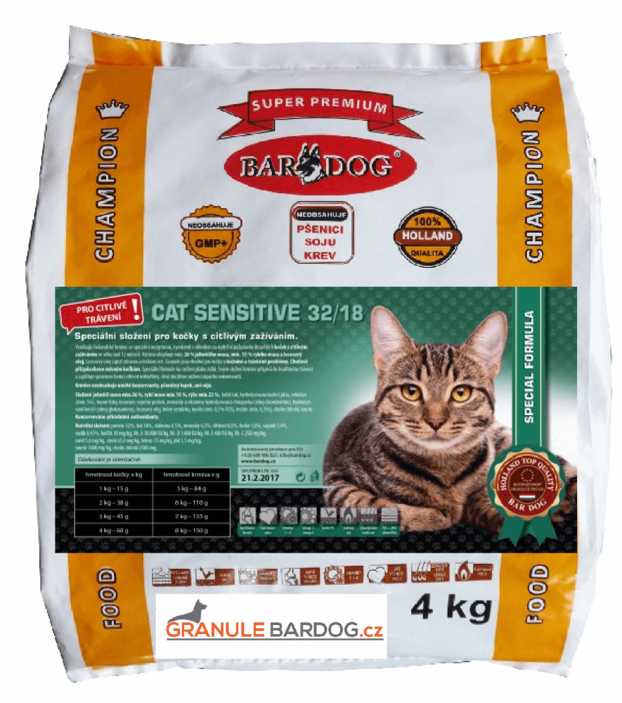 Granule Bardog Krmivo pro kočky Cat Sensitive 32/18 - 1 kg - náhled 3