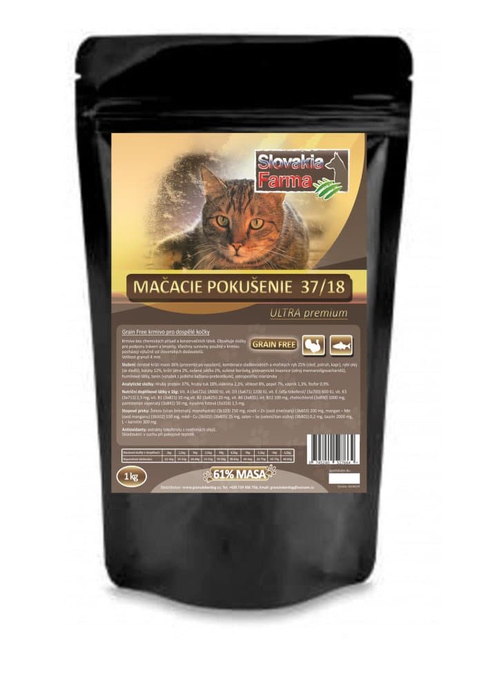 Ultra prémiové granule pro kočky SlovakiaFarma Mačacie pokušenie - 37/18 - 1 kg