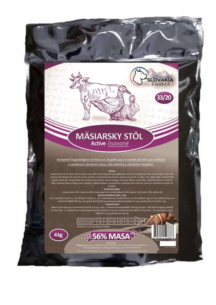 Lisované hypoalergenní Granule Slovakia Farma - Mäsiarsky stôl 33/20 - 1 kg - náhled 3