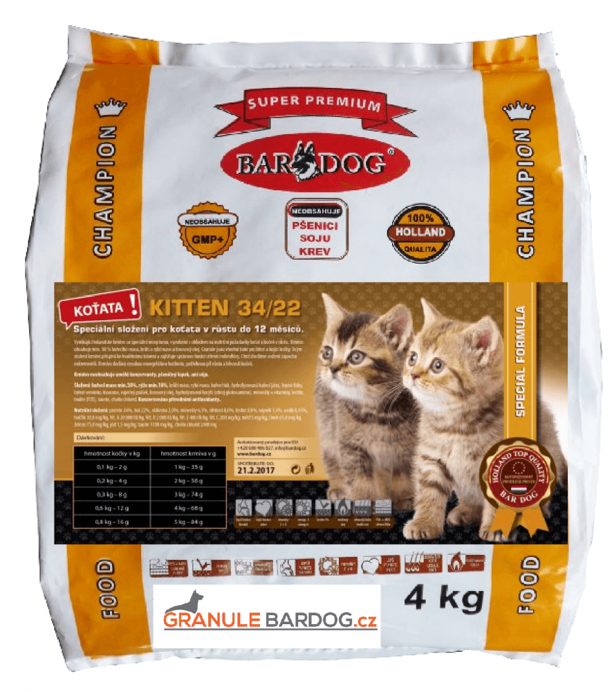 Granule Bardog Super premiové krmivo pro kočky Kitten 34/22 - 1 kg - náhled 3