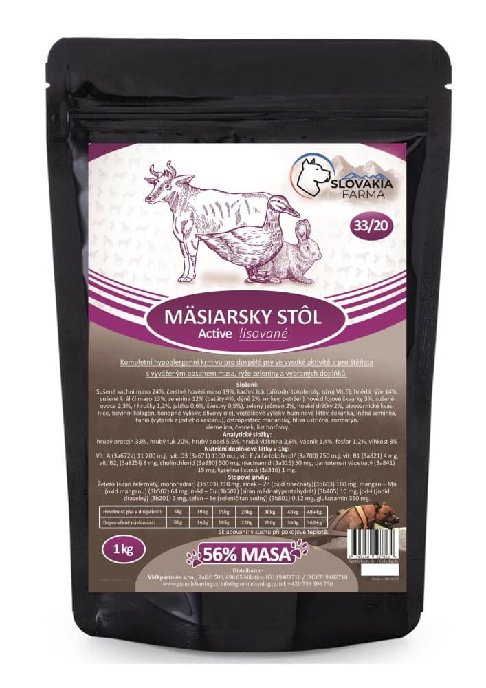 Lisované hypoalergenní Granule Slovakia Farma - Mäsiarsky stôl 33/20 -