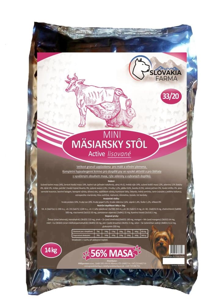 Lisované hypoalergenní Granule Slovakia Farma - Mäsiarsky stôl MINI 33/20 - 1 kg - náhled 4