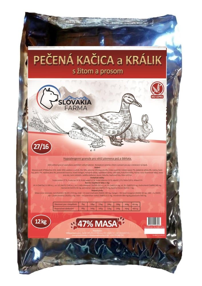 Hypoalergenní Granule Slovakia Farma - Pečená kačica a králik s žitom a prosom 27/16 - 1 kg - náhled 2