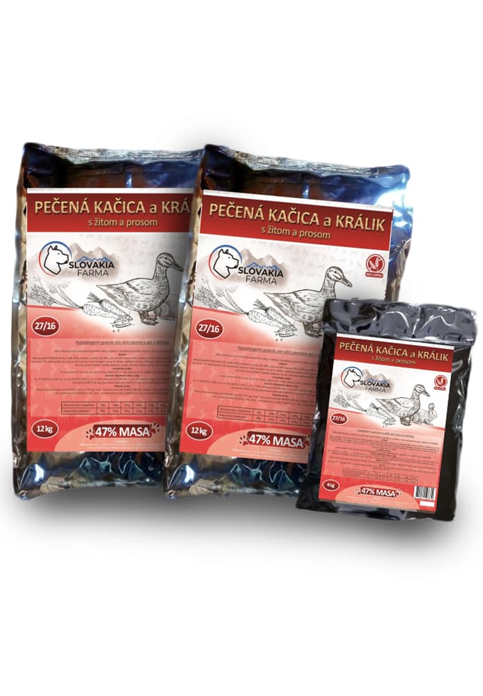 Hypoalergenní Granule Slovakia Farma - Pečená kačica a králik s žitom a prosom 27/16 - 1 kg - náhled 4