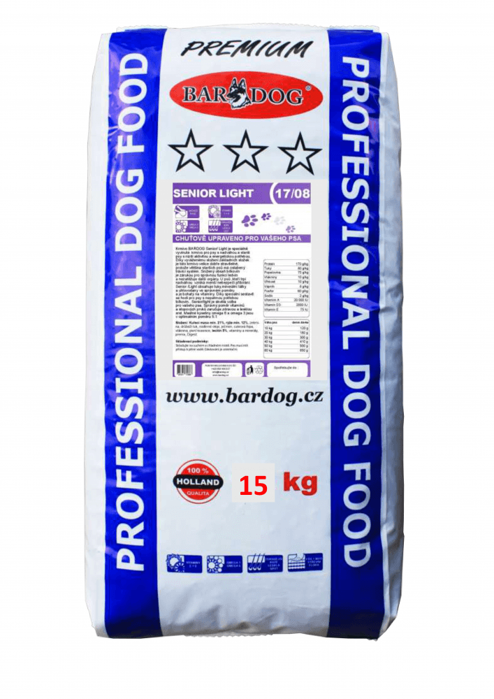 Granule Bardog Prémiové granule Senior Light 17/08 - 15 kg