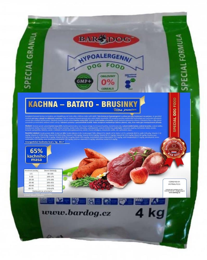 Bardog Lisované granule Kachna Batato Brusinky 1 kg - náhled 3