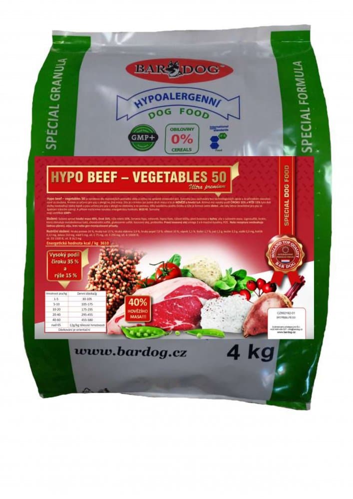 Granule Bardog Lisované granule za studena HYPO BEEF – VEGETABLES 50 - 1 kg - náhled 3