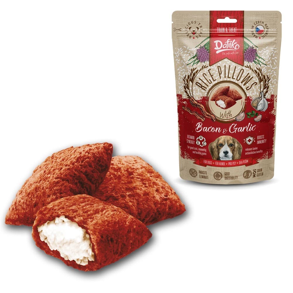 Dafiko plněné polštářky pro psy slanina/česnek, 80g