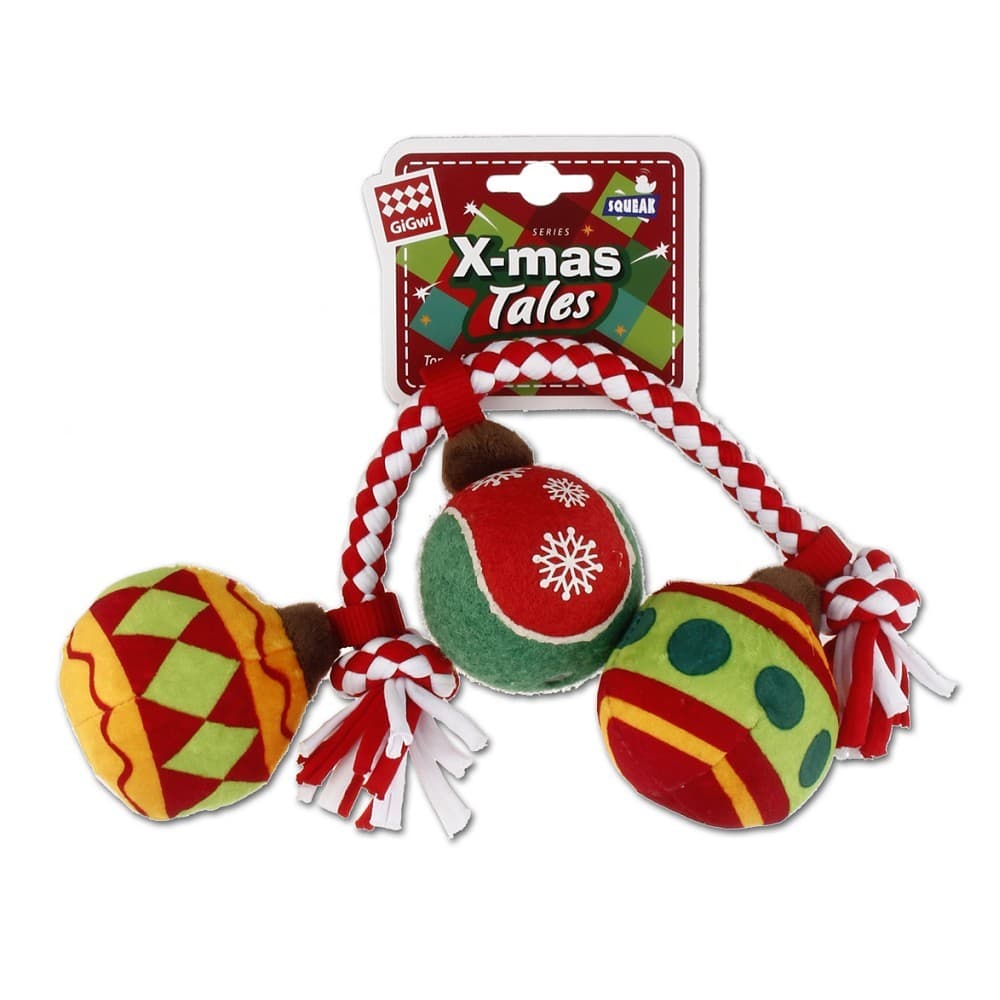 GiGwi vánoční lano s míčky, 32 cm - náhled 4