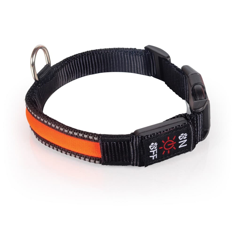 LED obojek dobíjecí USB/vel.M 40-50cm/ oranžový 02475 - náhled 5