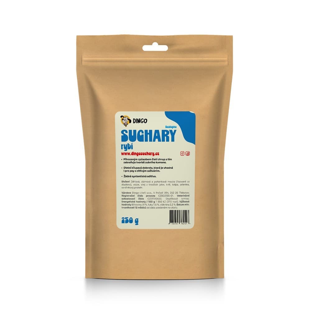 DINGO suchary rybí bezlepkové, 250g - náhled 3