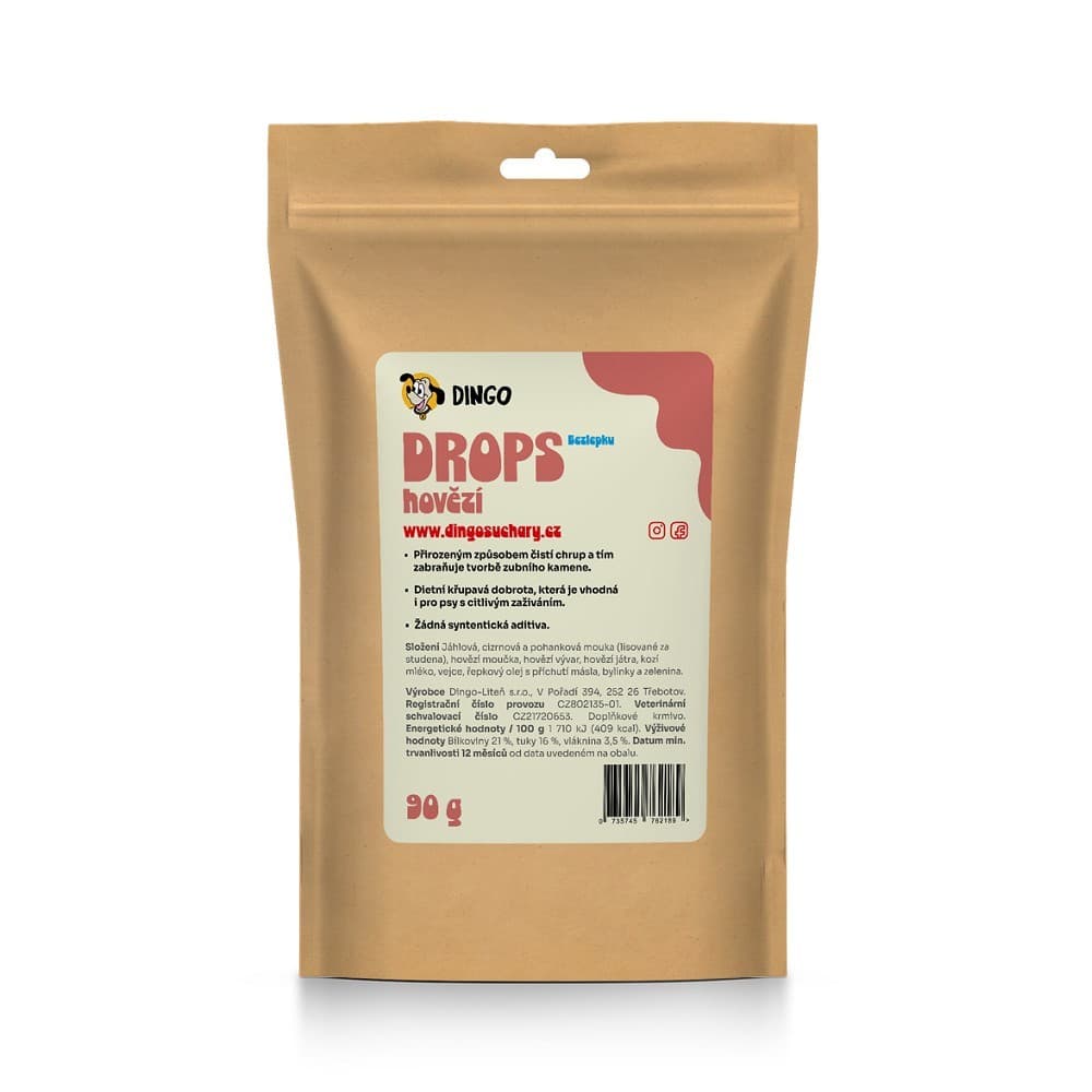 DINGO drops hovězí bezlepkové, 90g - náhled 3