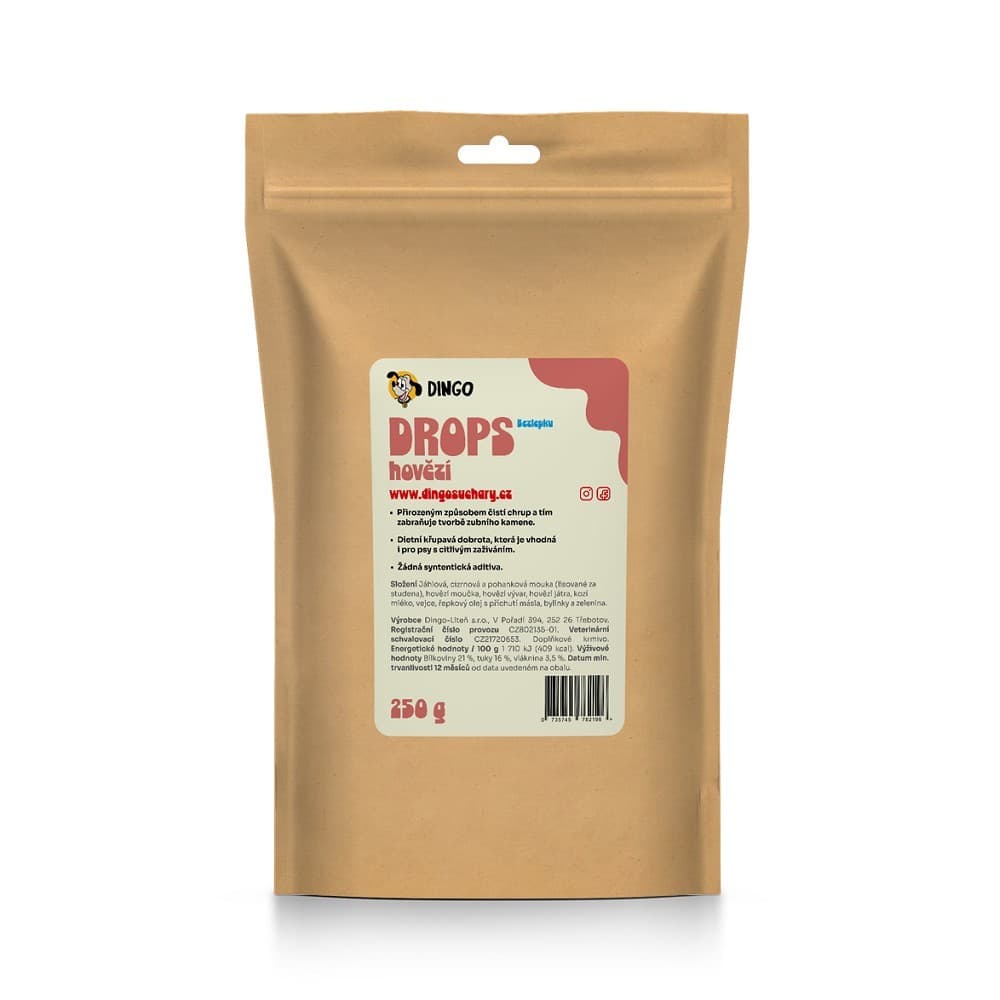 DINGO drops hovězí bezlepkové, 250g - náhled 3