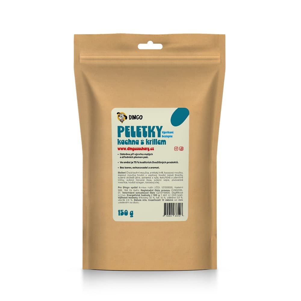 DINGO peletky kachna s krillem, 150g - náhled 3