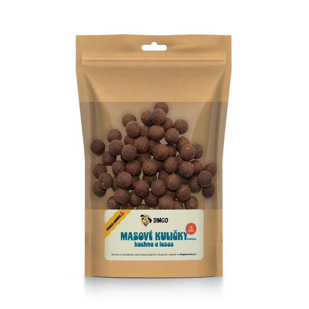 DINGO masové kuličky kachna a losos 16mm, 150g