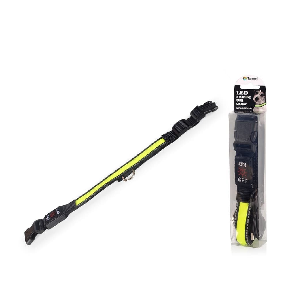 LED obojek dobíjecí USB, 40-50cm, zelený