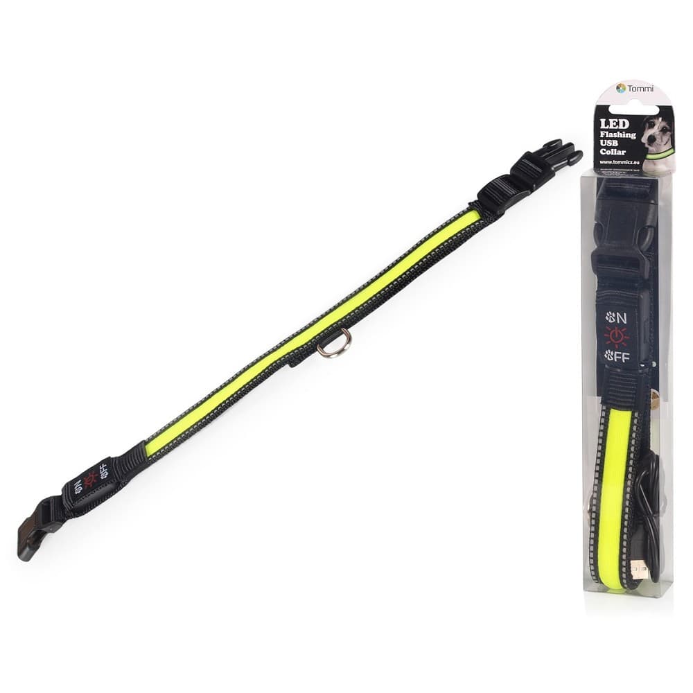 LED obojek dobíjecí USB, 50-60cm, zelený - náhled 1