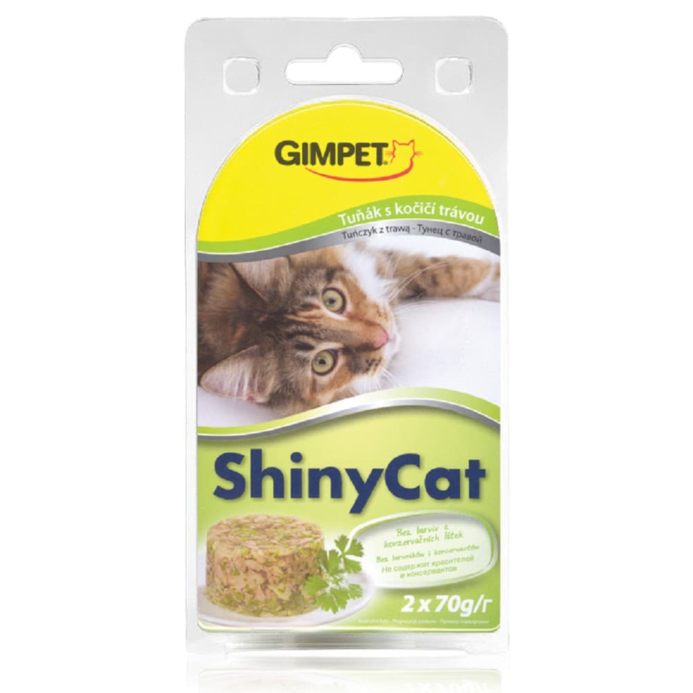 Lahodná masová kapsička ShinyCat tuňák+koč.tráva (2x70g) 090603
