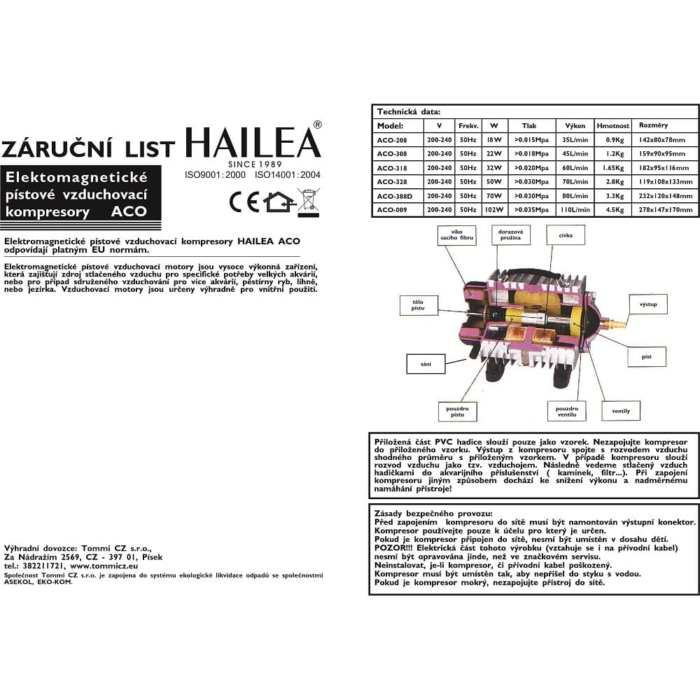 Elektromagnetický kompresor Hailea ACO 208,18W, 35l/min - náhled 2