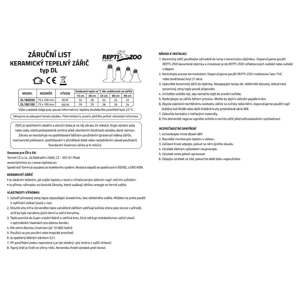 ReptiZoo Tepelný zářič keramický DL 100W - náhled 3