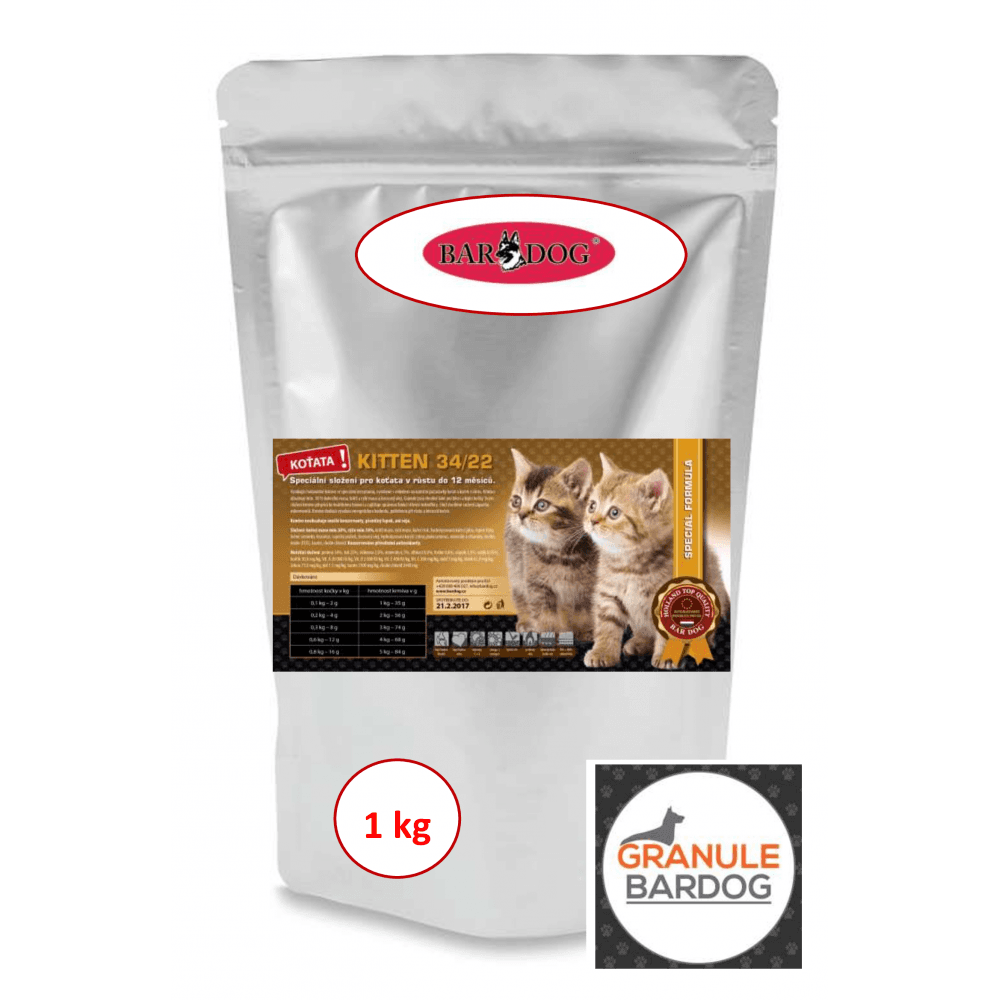 Granule Bardog Super premiové krmivo pro kočky Kitten 34/22 -