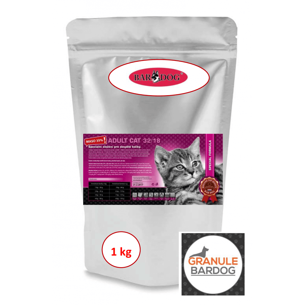 Granule Bardog Super prémiové krmivo pro kočky Cat Adult 32/18 -
