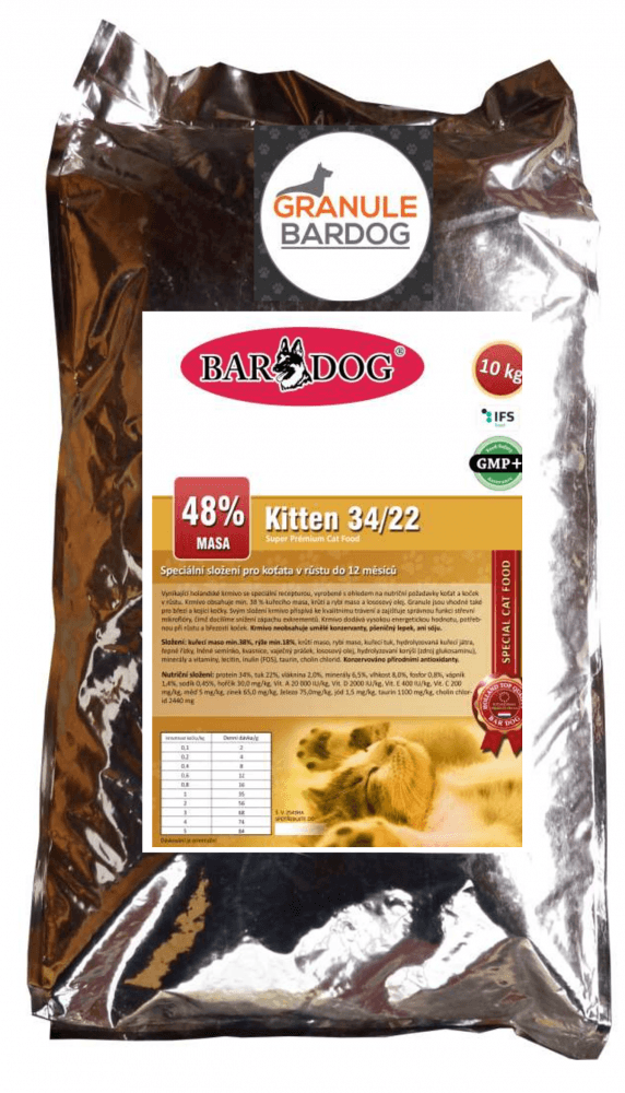 Granule Bardog Super premiové krmivo pro kočky Kitten 34/22 - 1 kg - náhled 2