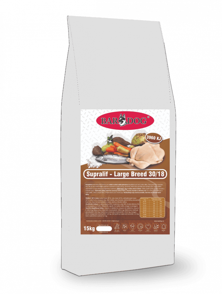 Granule Bardog Supralif - Large Breed 30/18 - 15 kg
