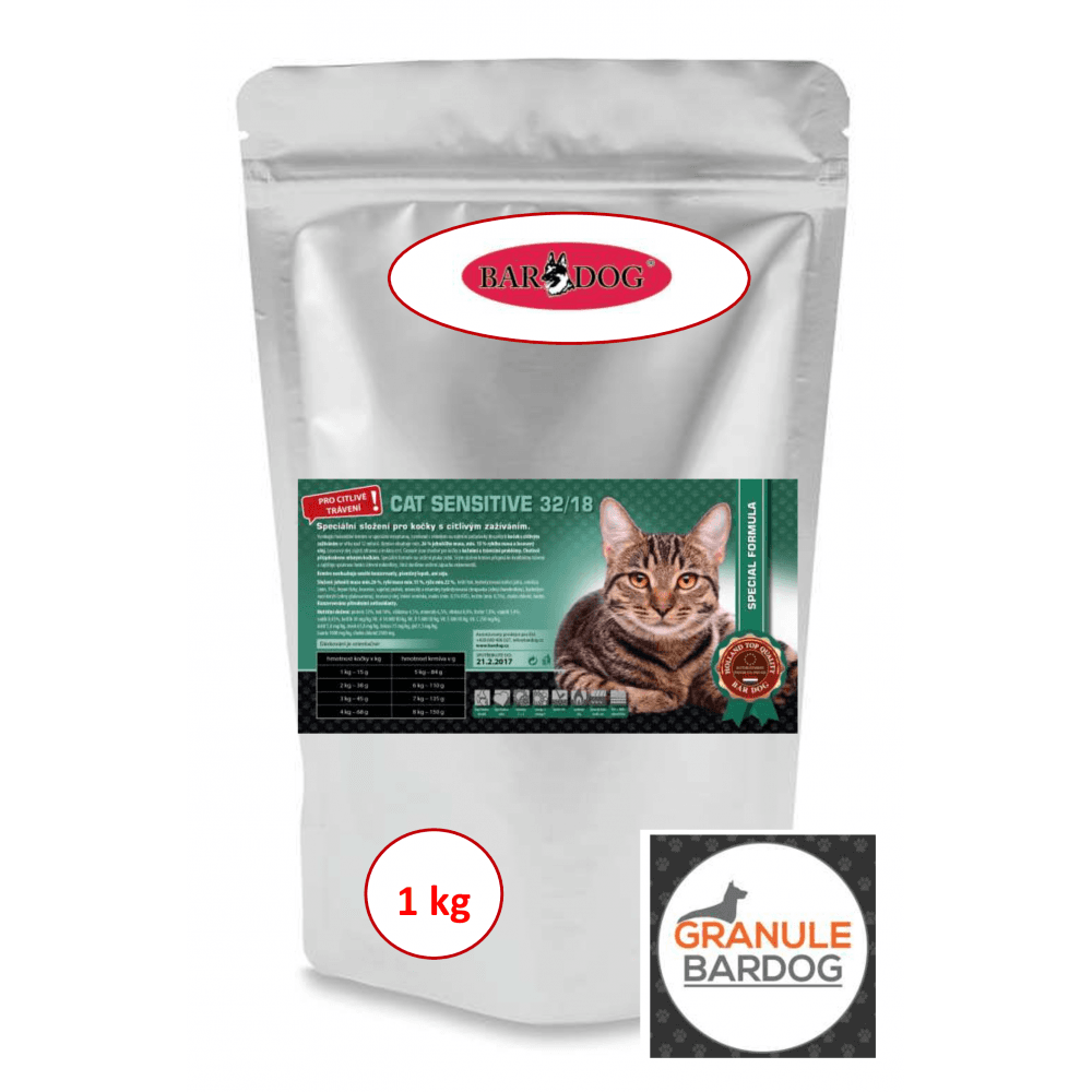 Bardog Krmivo pro kočky Cat Sensitive 32/18 - 10 + 1 kg