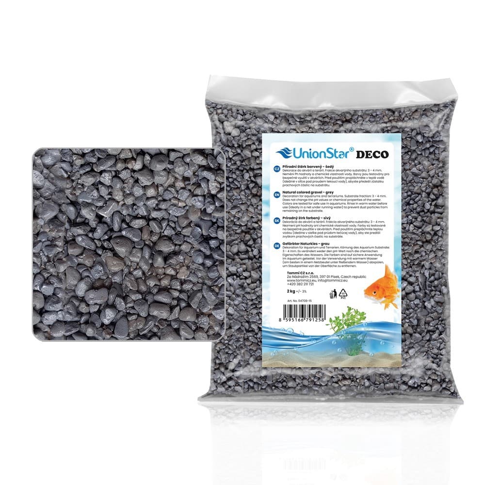 Akvarijní a terarijní štěrk šedý 2 kg DECO